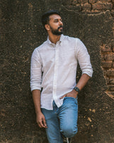 Corfu Essential Linen Shirt Birch White Linen