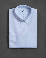 Hudson Button Down in Cotton Herringbone Herringbone Ice
