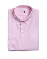 Hudson Button Down in Cotton Herringbone Pink Herringbone