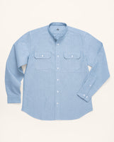 Reno Band Collar in Midweight Oxford Vintage Blue