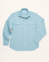 Reno Spread Collar in Midweight Oxford Iceberg Green