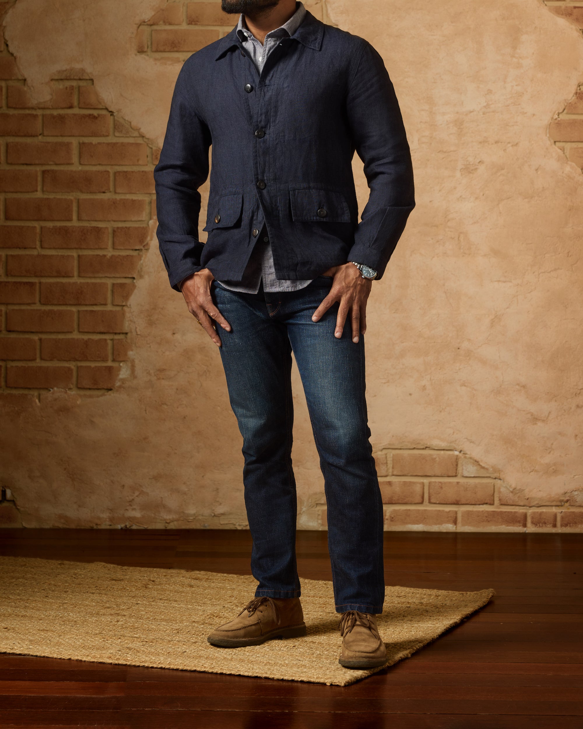 Work Jacket in oz Mid Weight Linen