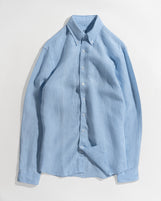 Corfu Button Down in Houndstooth Linen Sky Houndstooth
