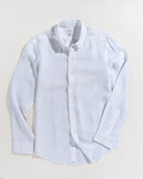 Corfu Button Down in Solid Linen Birch White