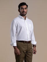 Durban in Button Down Collar Pearl White