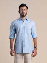 Corfu in Midweight Linen Cotton Powder Blue