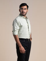 Corfu in Midweight Linen Cotton Mint Cream