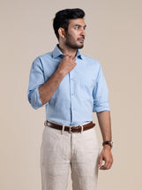 Corfu in Midweight Linen Cotton Powder Blue