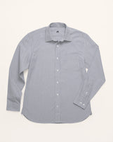 Cardiff Spread Collar in Striped Oxford Gray Ticking