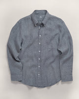Houndstooth Linen Shirts Navy Houndstooth