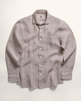 Corfu Spread Collar in Striped Linen Casablanca Classic