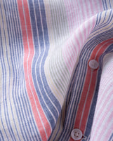 Corfu Spread Collar in Striped Linen Carnival