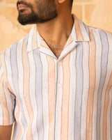 Havana in Striped Linen Coral Blue