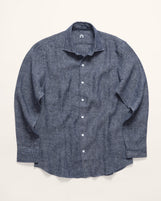 Corfu Spread Collar in Solid Linen Ink Wash