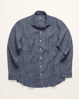 Corfu Spread Collar in Solid Linen Ink Wash