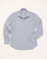 Corfu Spread Collar in Solid Linen Flint