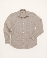 Corfu Spread Collar in Striped Linen Pencil Stripe