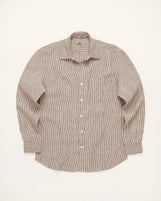Corfu Spread Collar in Striped Linen Pencil Stripe