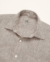 Corfu Spread Collar in Striped Linen Pencil Stripe