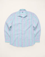 Corfu Spread Collar in Striped Linen Sorbet Stripe