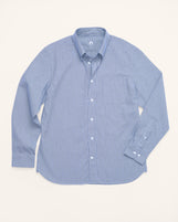 Cardiff Button Down in Striped Oxford Blue Ticking
