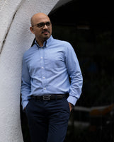 Cardiff Button Down in Striped Oxford Deep Pinstripe