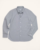 Cardiff Button Down in Striped Oxford Gray Ticking