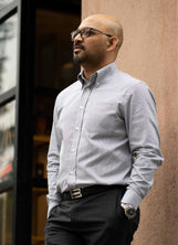 Cardiff Classic Oxford Shirt Gray Ticking Striped Oxford