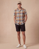 Havana Camp Shirt Tangier Plaid Linen