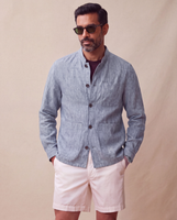 Kachch Nehru Jacket Sky Wash Linen