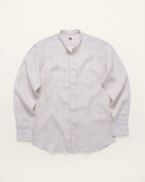 Malabar Band Collar Shirt Biscuit Stripe Linen