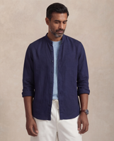 Malabar Band Collar Shirt Dark Indigo Linen