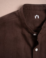 Corfu Essential Linen Shirt Cacao Fabric Dyed Linen