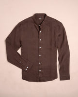 Corfu Essential Linen Shirt Cacao Fabric Dyed Linen