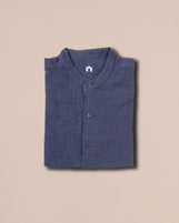 Malabar Band Collar Shirt Folkstone Gray Fabric Dyed Linen