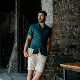 Corfu Essential Linen Shirt Jasper Fabric Dyed Linen