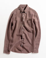 Corfu Essential Linen Shirt Nutmeg Fabric Dyed Linen