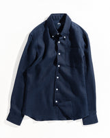 Corfu Button Down in Garment Dyed Linen Navy