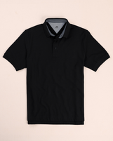 Oslo Ribbed Collar in Pique Cotton Black