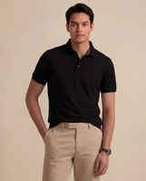Oslo Ribbed Collar in Pique Cotton Black