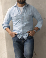 Reno Fatigue Shirt Dusty Blue Cotton Chambray