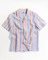 Striped Linen Shirts Coral Blue