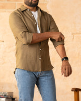Corfu in Garment Dyed Linen Martini Olive