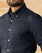 Corfu in Garment Dyed Linen Navy