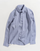 Corfu Button Down in Solid Linen Shale Gray
